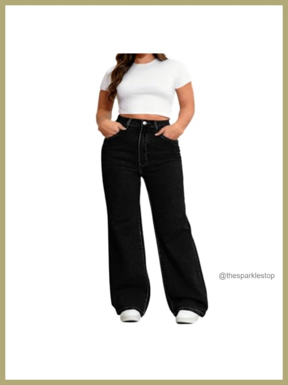Plus Size Wide Leg High Waisted Stretchy Denim Jeans Straight Leg